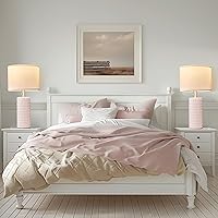 Vista 3 de Juego de 2 lámparas de mesa para sala de estar, lámparas de mesa de cerámica para dormitorio, lámparas modernas de 20 pulgadas para mesitas