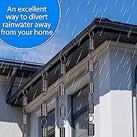 Vista 2 de RainChains Pacific - Cadena de lluvia de eslabones de canal de seis esferas de 8.5 pies, aluminio recubierto de polvo negro, repuesto funcional