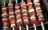 Vista 3 de Brocheta de metal para asar a la parrilla, brocheta de barbacoa plana, juego de brochetas para parrilla, barbacoa reutilizable