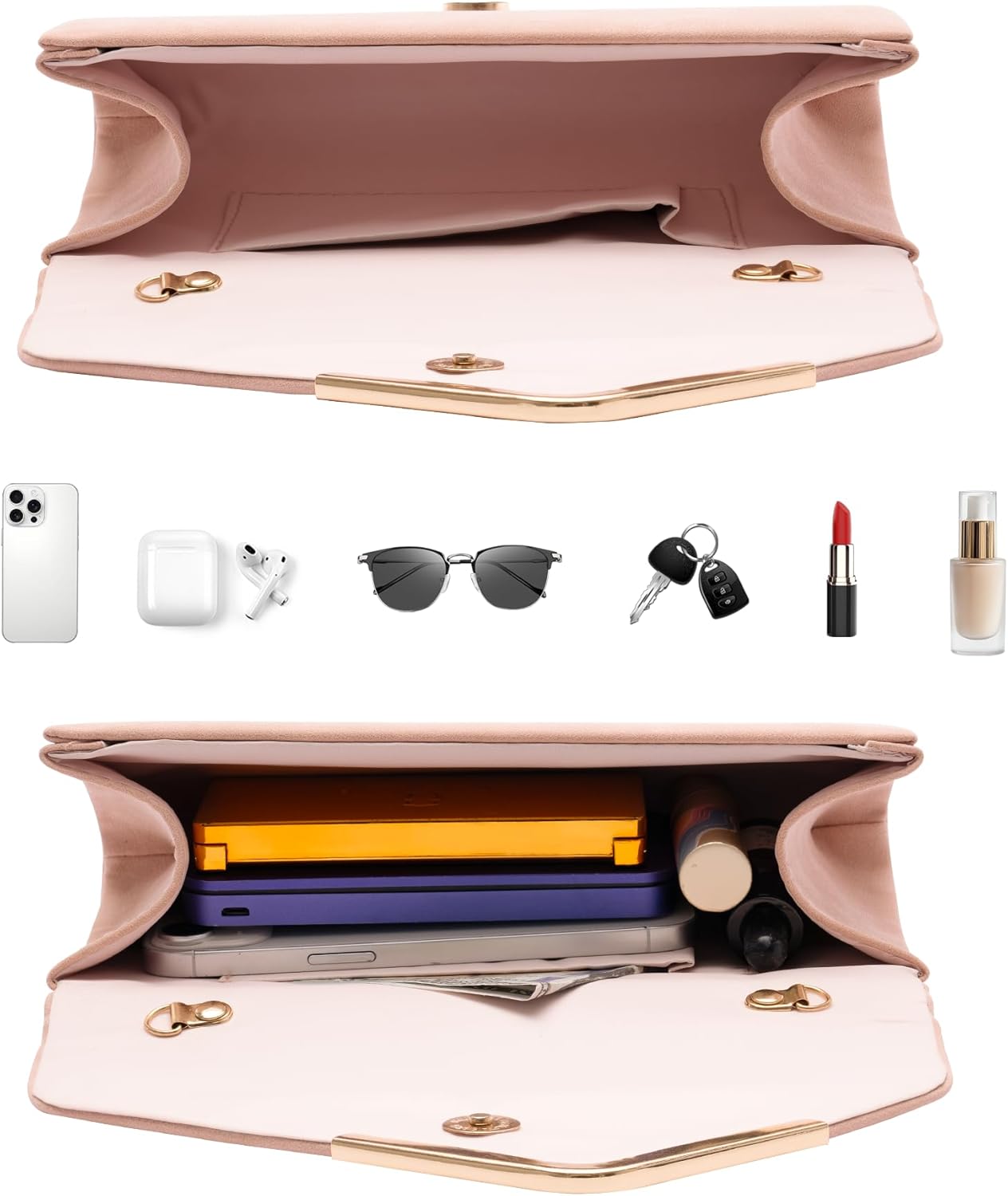 Larcenciel Clutch Purses for Women, Shiny Sequin Envelope Clutch Evening Bag with Chain, Fashion Sparkly Party Prom Purse