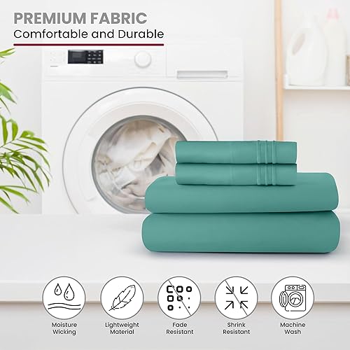 Miniatura 8 de LDC - Juego de sábanas de 6 piezas, de microfibra cepillada, esquinas profundas de 16 pulgadas, fundas de almohada bordadas y lisas, certificado