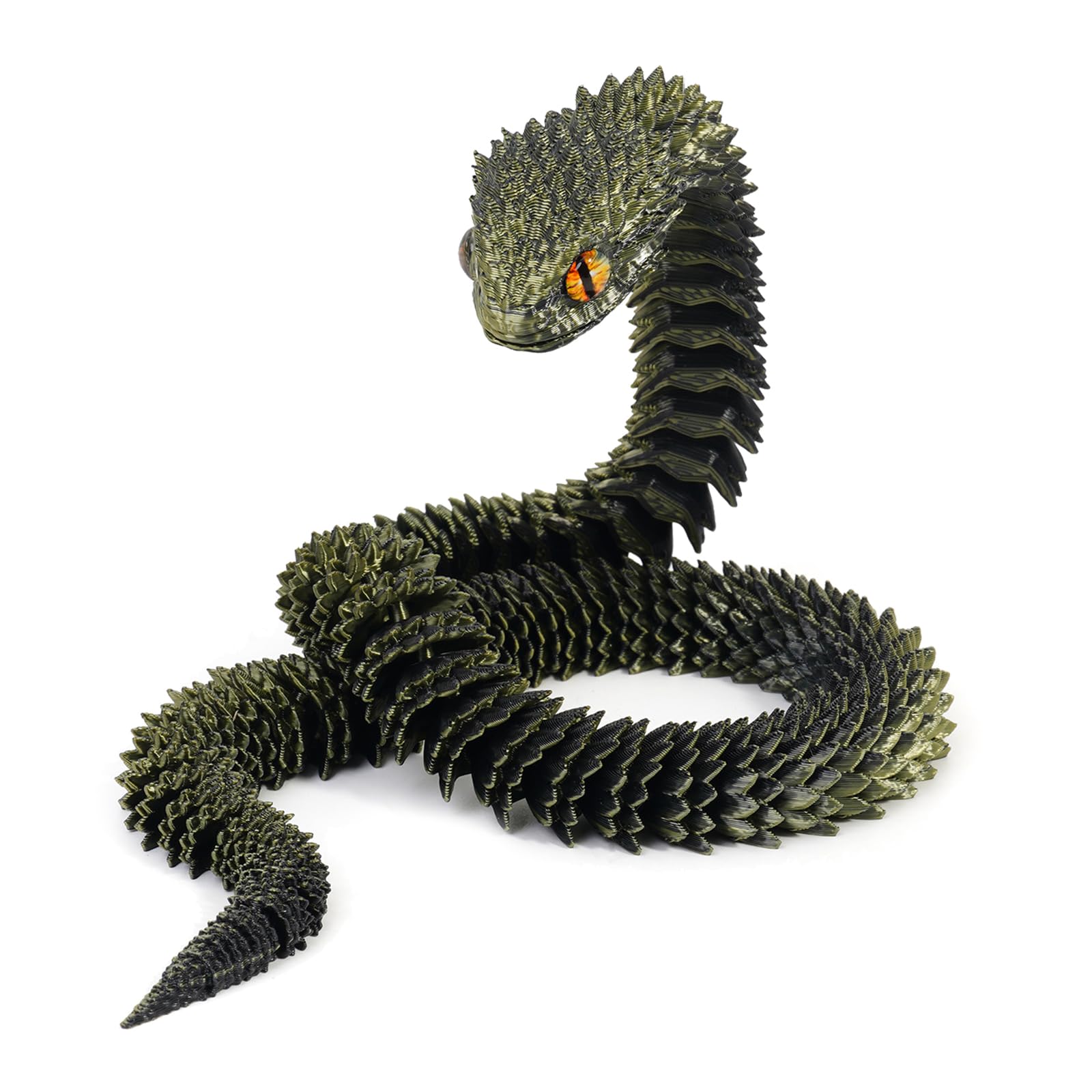 3D Printed Animals Snake, 3D Printed Fidget Toy Snake with Movable Joints, Realistic Fidget Snake Viper Executive Desk Toys for Home Office Decor Present-Bronze||60CM