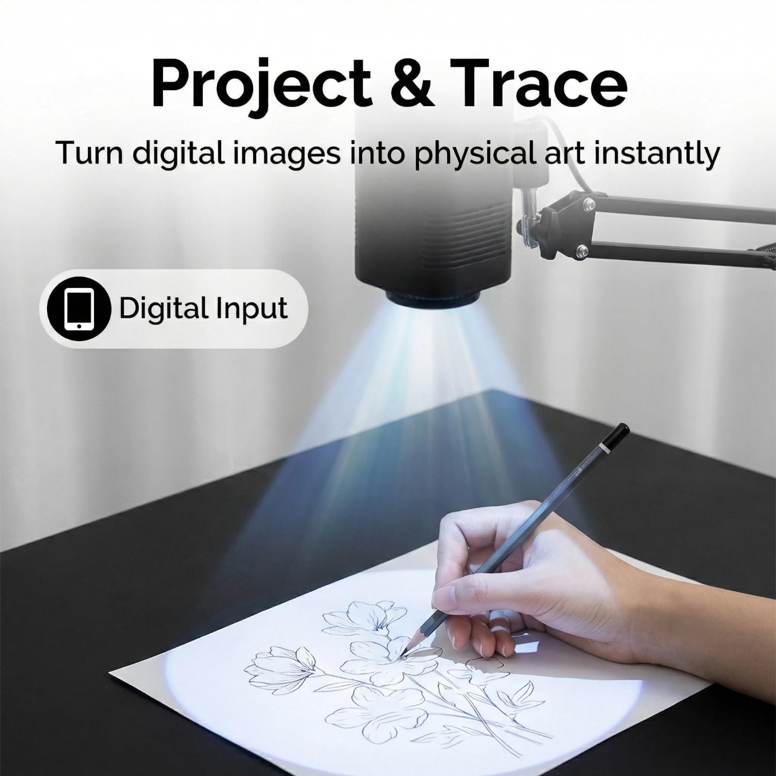 Proiettore artistico per tracciare disegno pittura, proiettore intelligente da tracciare 1280 x 720P, proiezione desktop/parete, strumento per schizzi per artisti principianti decorazione torte