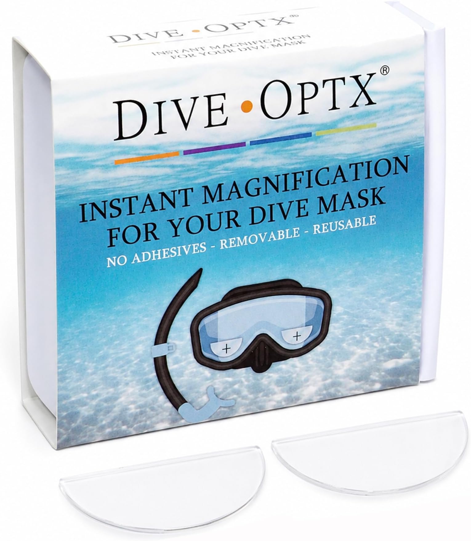 Calabria Hydrotac Dive OPTX 20/20 Stick On Bifocal Lenses +1.00 Scuba Mask Magnifying BiFocal Stickers Diving Swim Goggles