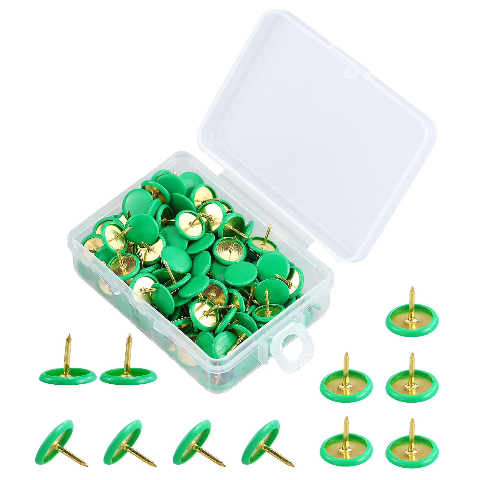 150 Pcs Green Decorative Thumb Tacks - Round Head Brass Metal Push Pins with Steel Point for Photo Wall, Cork Board, Bulletin Board