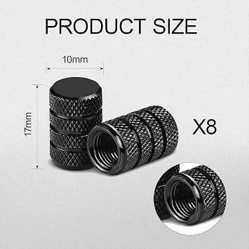 8 Pcs Tire Valve Stem Caps,Black Dust Caps for Car Tyres Tire Valve Stem Caps,Dust Caps for Car Tyres, Black Stem For SUVs, bicycles, trucks, motorcycles (black)