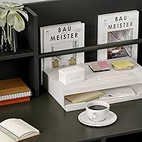 Vista 5 de AIEGLE Escritorio de recepción con cajones y estantes de almacenamiento, mesa con paneles privados, para sala de recepción, sala de recepción, Negro