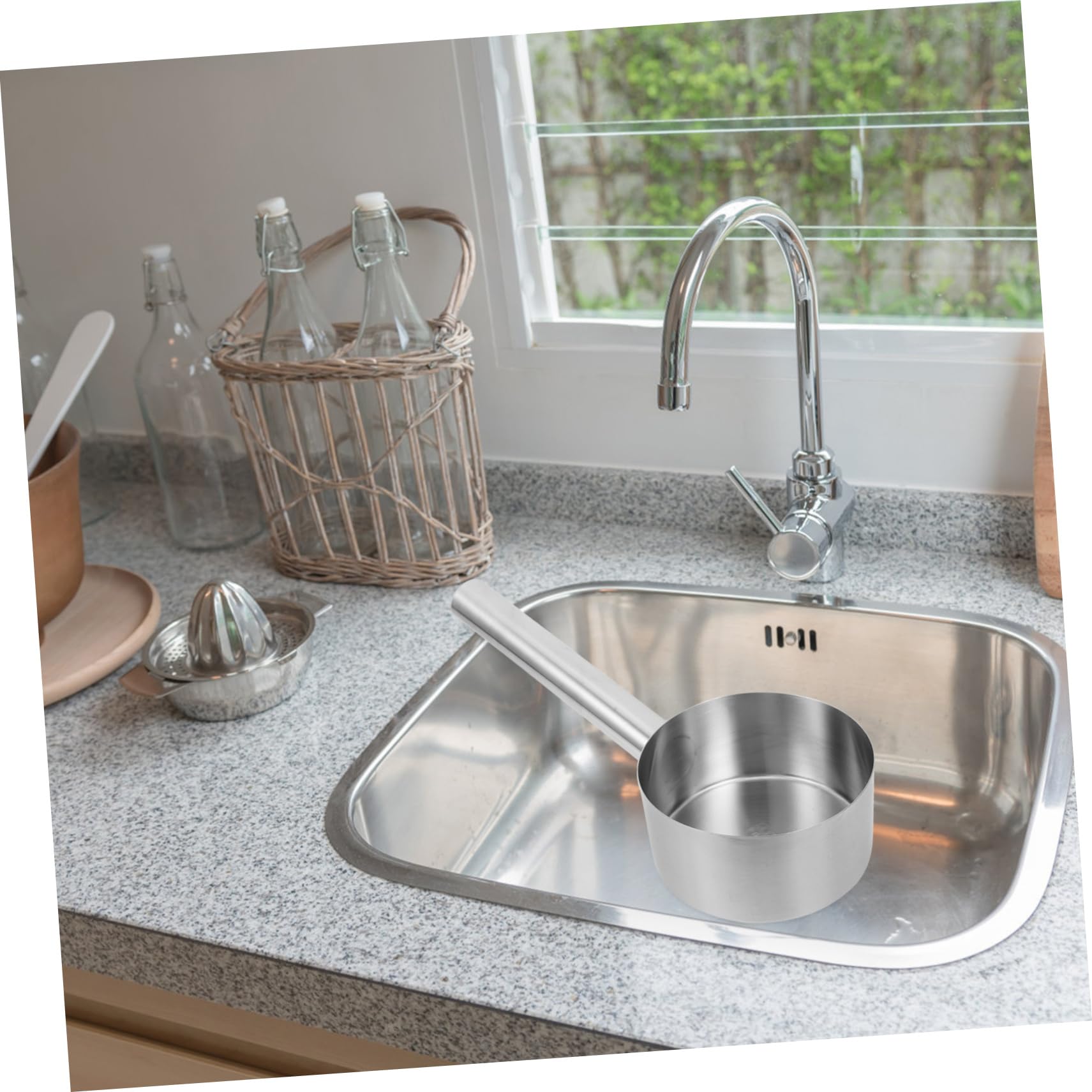 Louche Acier Inoxydable Avec Manche Louche à Eau Pour Arroser Les Plantes Et Cuisiner Cuillère à Soupe à Fond Plat Pour Cuisine Jardinage