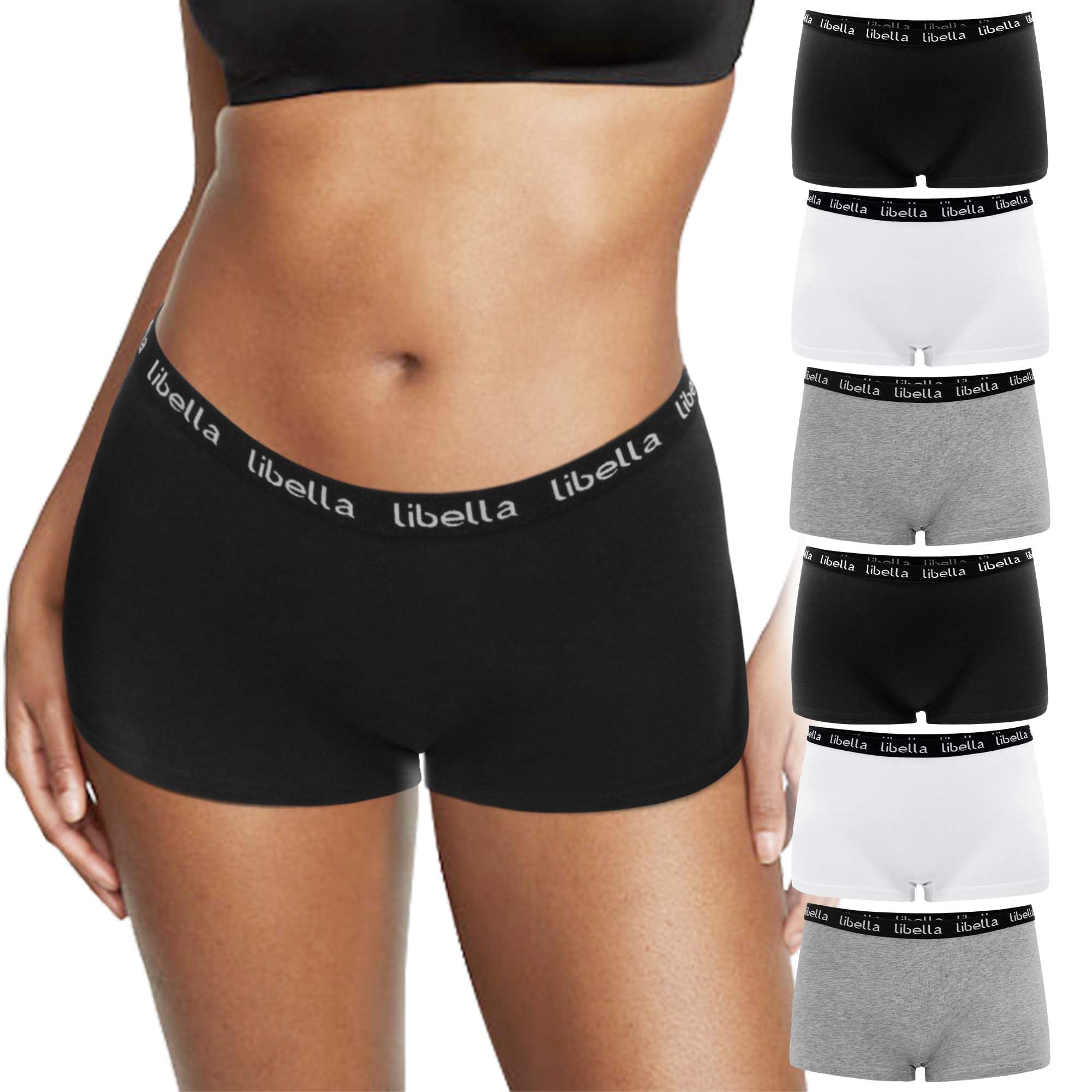 Boxershorts Damen Baumwolle,Hipster Panties Damen Unterhosen Damen Panty aus 100% Baumwoll Schritt,Atmungsaktiv Boxershorts Unterwäsche Frauen Hotpants Damen 6er Pack 3429