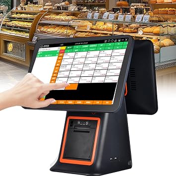 POS System for Small Business, All-in-One Cash Register with Touch Screen Dual Monitor, Barcode Scanner, Printer, Cash Drawer, Touch Screen Pos Cash Register for Retail Businesses Black