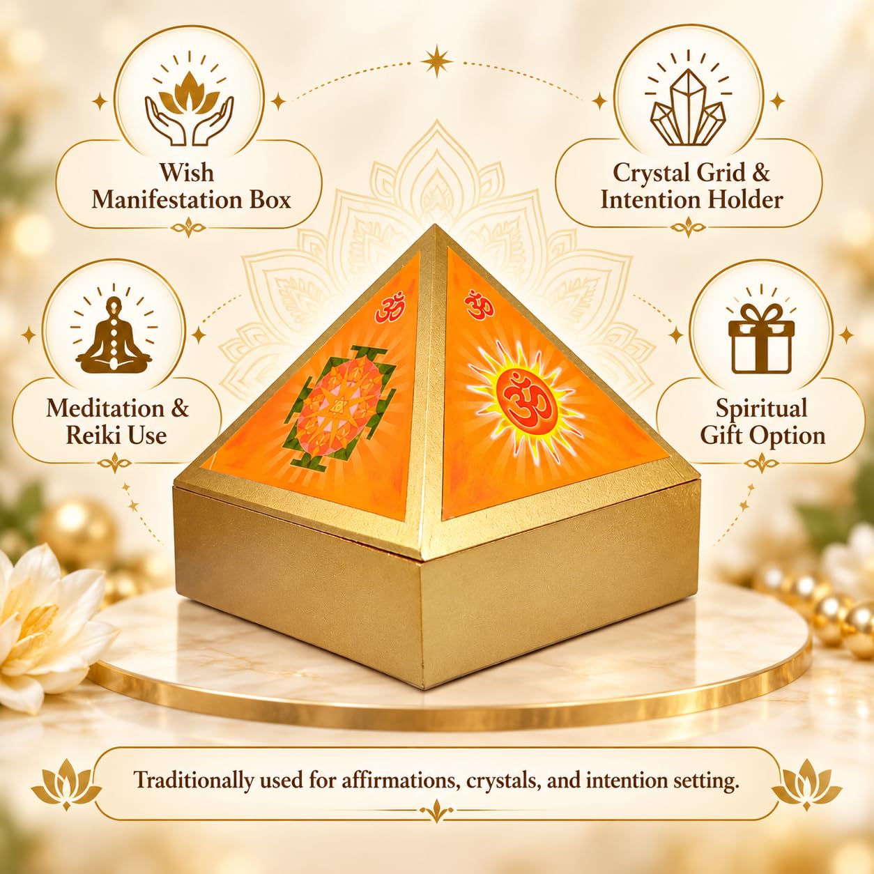 Reiki Crystal Products Om Wooden Pyramid Wish Box Reiki Crystal