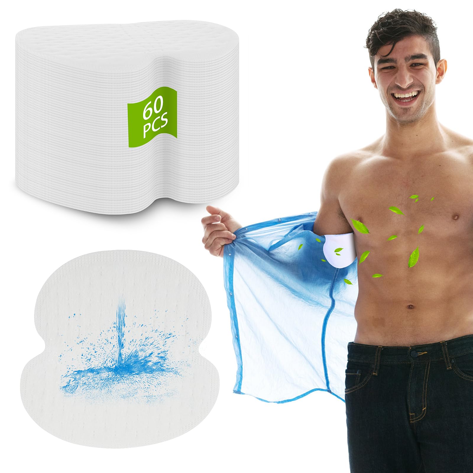 60 Pack Armpit Sweat Pads, Large Underarm Sweat Pads for Women and Men Disposable Dress Guards Shields Comfortable Unflavored Non Visible Non Sweat Armpit Protection