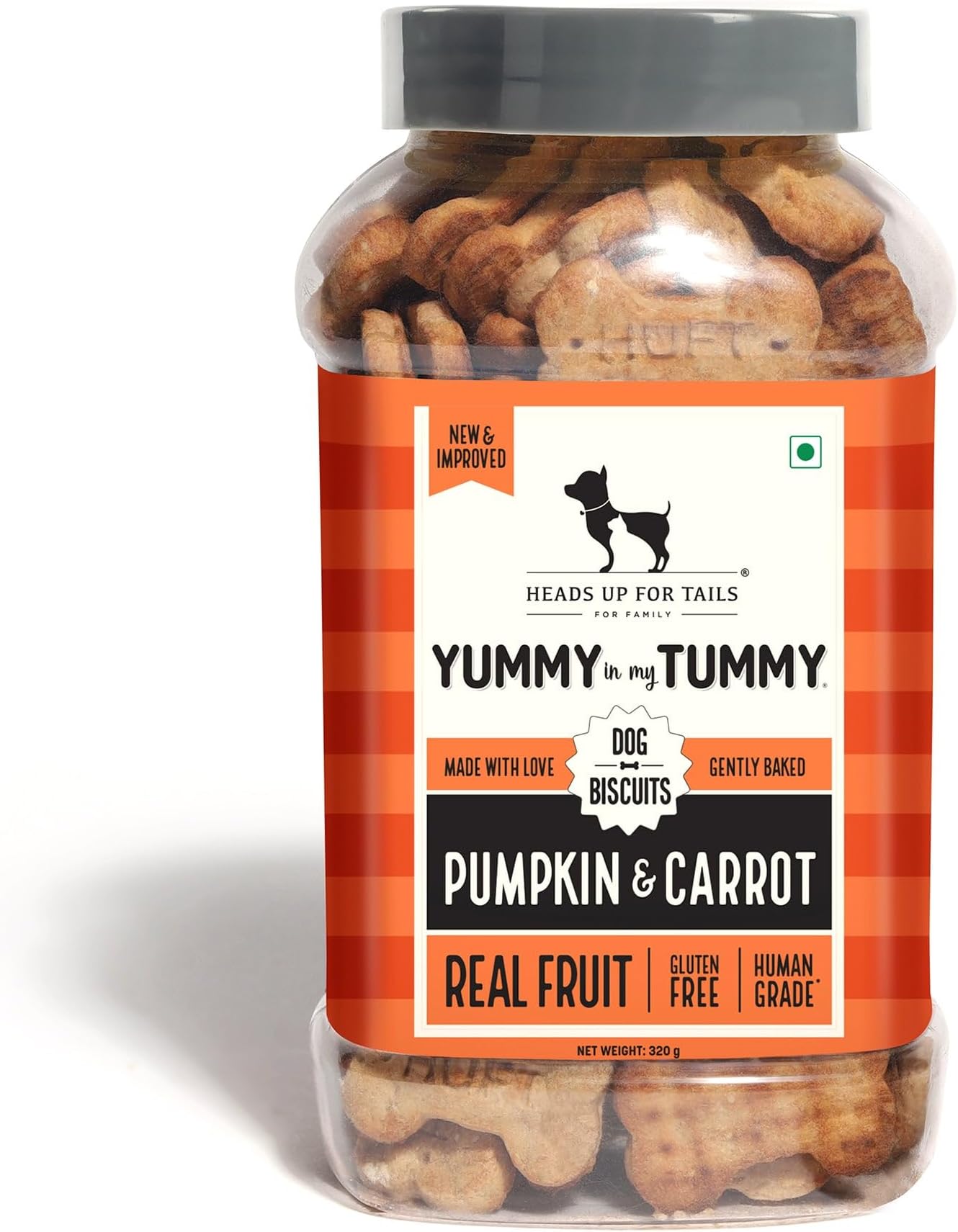 Heads Up For Tails Dog Biscuits Veg - Puppy Treats Cookies (320 Gm Each, Pumpkin And Carrots) - Pack Of 2