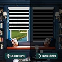 Vista 2 de Persianas de cebra para ventanas, persianas enrollables de cebra sin cordones de tamaño personalizado, persianas enrollables opacas de doble capa