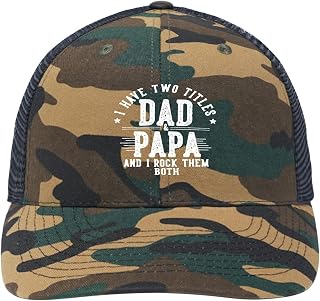 I Have Two Titles Dad and Papa and I Rocks Them Both Baseball Hats for Womens Vintage Outdoor Trucker Caps
