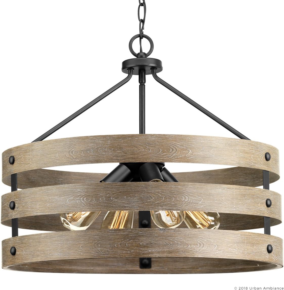 Black Friday - 80% OFF Luxury Modern Farmhouse Chandelier Light, Medium Size: 18.25H x 21.625W, with Rustic Style Elements, Charcoal Finish, UHP2474 from The Adelaide Collection by Urban Ambiance