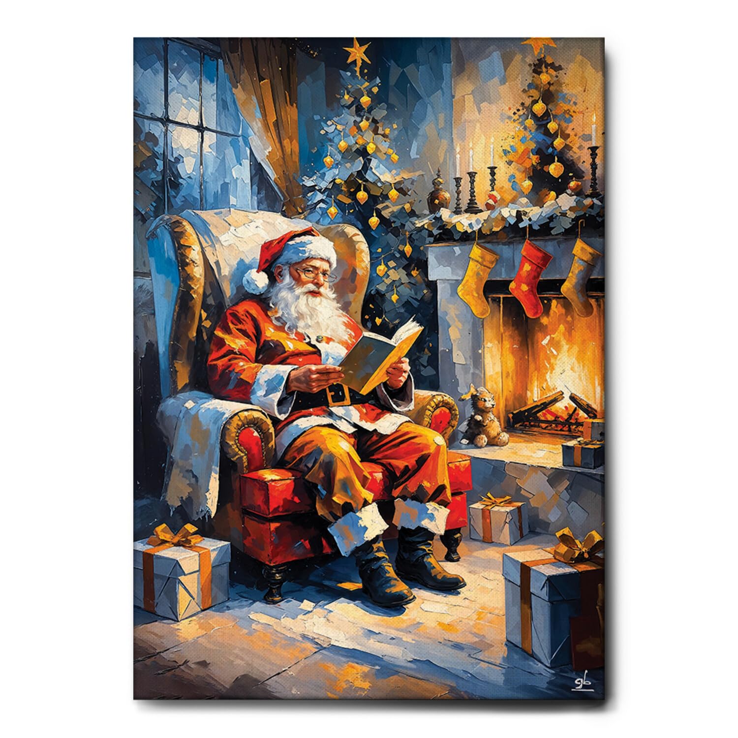 Giallobus - Impression sur toile - 29 - Cheminée du Père Noël - Toile à cadre standard - 70L x 100l cm - Tableaux modernes
