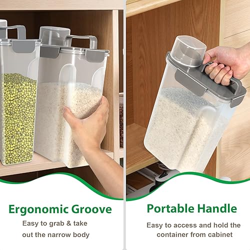 Miniatura 5 de TBMax Recipiente hermético de arroz de 10 libras, dispensador de cereales, contenedor de almacenamiento de alimentos para mascotas, gatos, perros,