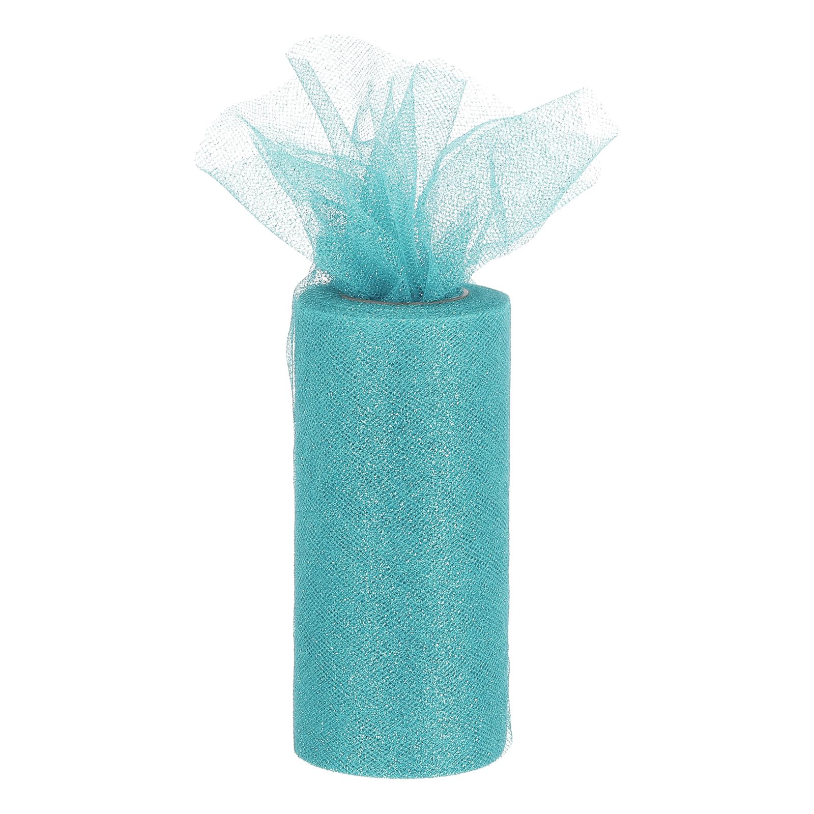 sourcing map 6" Wide 25 Yards Glitter Tulle Ribbon Rolls Sparkly Netting Fabric for Tutu Skirt Sewing Christmas Wedding Gift, Steel Blue