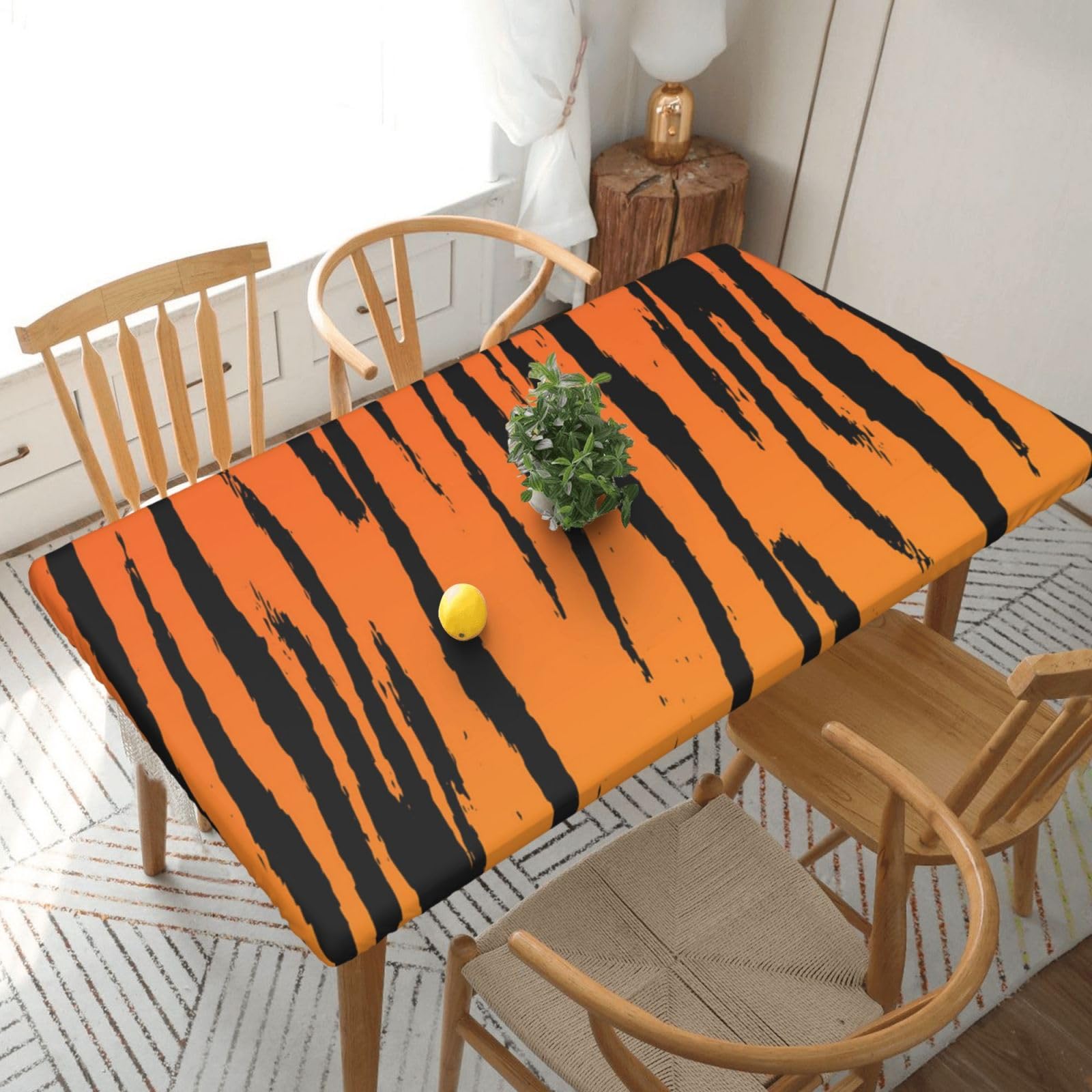 BNVSADC Tiger Stripe Printed 5FT Tablecloth Polyester Kitchen Water Resistant Table Cloth Dining Table Decoration Table Covers, 152x76 CM