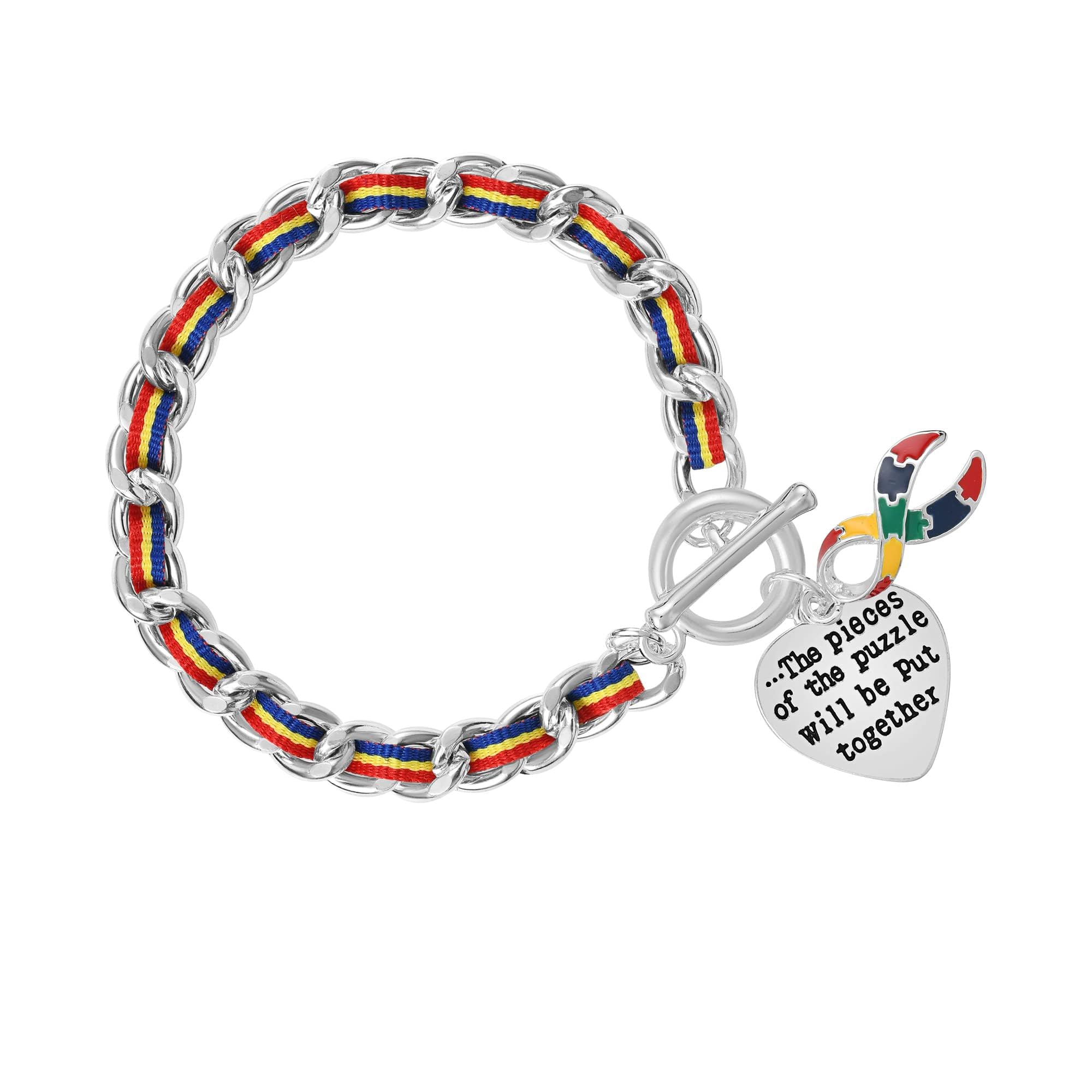 Autism awareness bracelets with sterling silver plated charm - perfect for awareness, gift-giving, fundraising &amp; more!