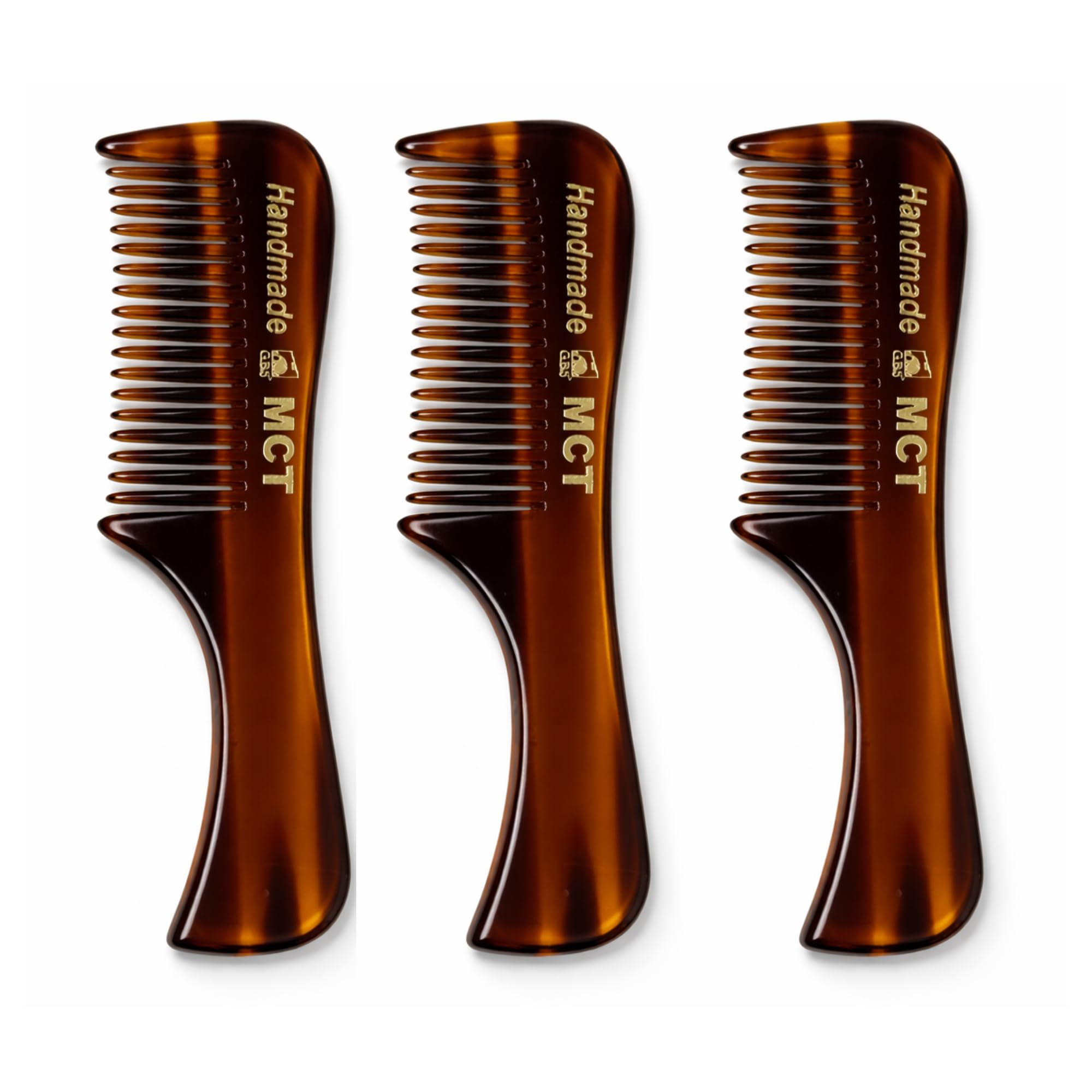 GENTS Mustache and Beard Styling Comb, pocket sized (Tortoise Shell, 3 Pack)