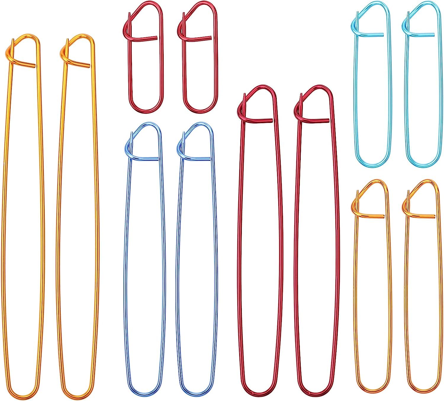 Jasol 10 Pcs Knitting Stitch Holder Set, 5 Size Colorful Zinc Alloy Yarn Stitch Holder Set Needles Practical Knitting Crochet Tools for Manual Blankets Knitting Project-image-5