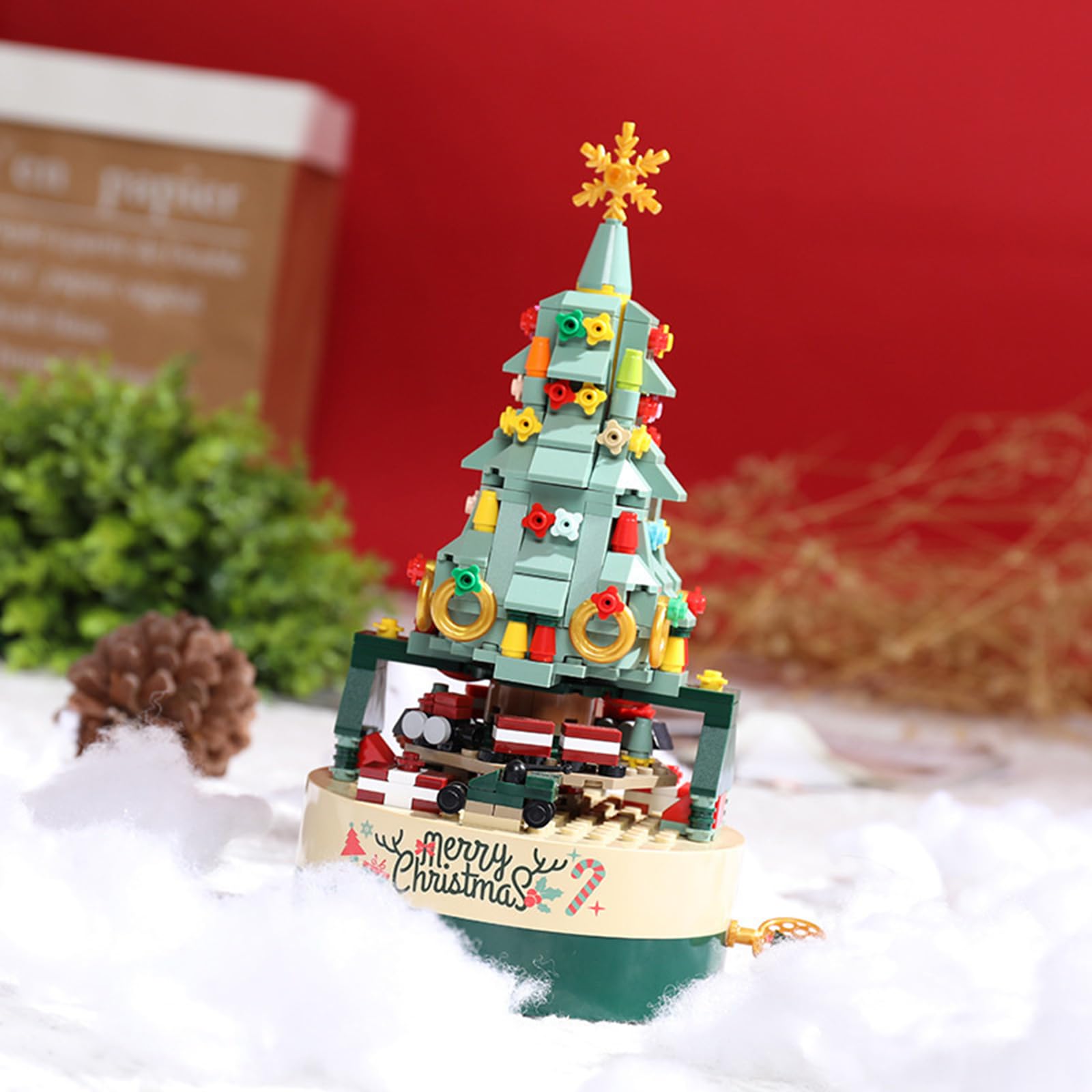 Christmas Tree Brick Music Box,New Christmas Tree Music Box,Christmas Tree DIY Building Block Music Box