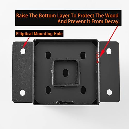 Miniatura 4 de Base de poste de 4 x 4, soportes de poste (tamaño interior de 3.6 x 3.6 pulgadas), anclaje de poste de acero grueso grueso con recubrimiento de