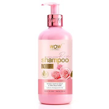 WOW Skin Science Himalayan Rose Shampoo with Rose Hydrosol, Coconut Oil, Almond Oil & Argan Oil - For Volumnising Hair, Anti Smelly Scalp - No Parabens, Sulphate, Silicones, Color & PEG - 300mL