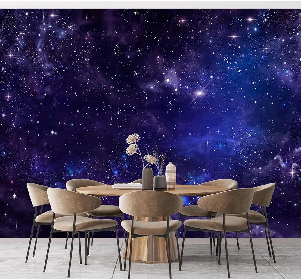 Custom 3D Galaxy Wallpaper Starry Night Sky Murals Outer Space Peel and Stick Wallpaper Bedroom Living Room Galaxy Murals (93" Wx 66" H)