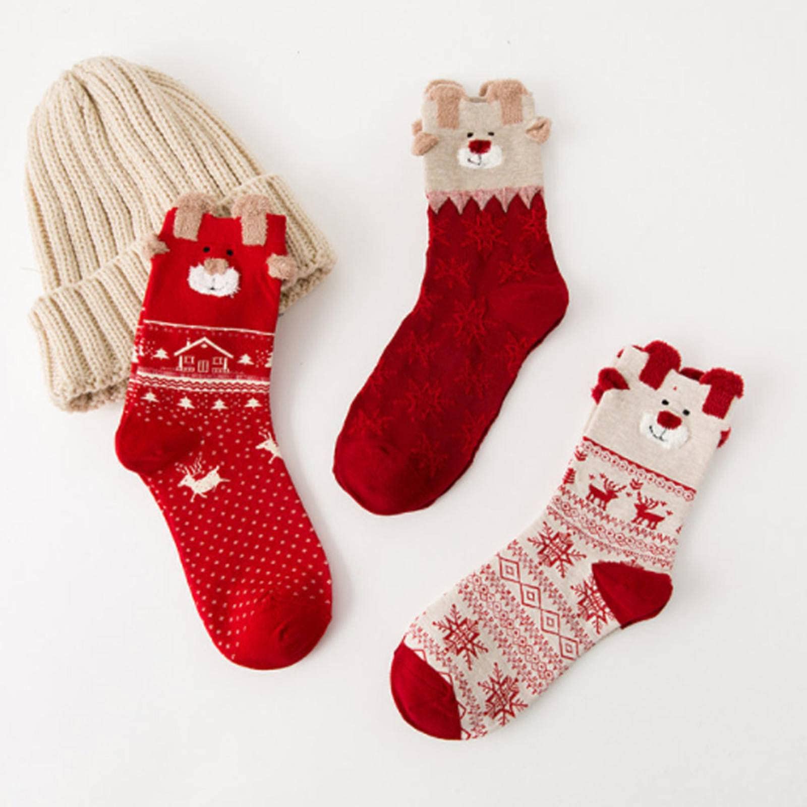 Amazon.co.jp: 3ペアクリスマスファジーソックス女性のためのふわふわ