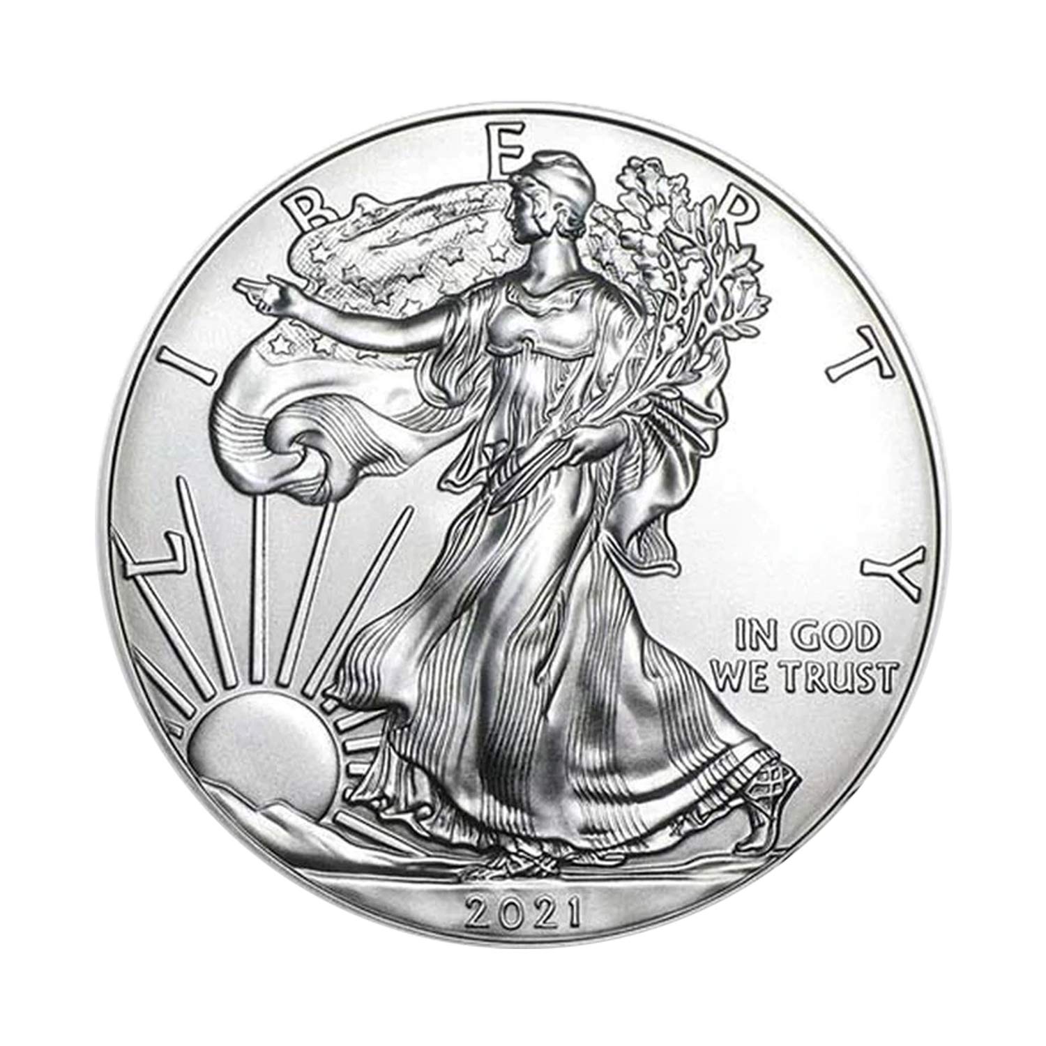 2021 American Silver Eagle .999 Fine Silver with Our Certificate of Authenticity Dollar Uncirculated US Mint