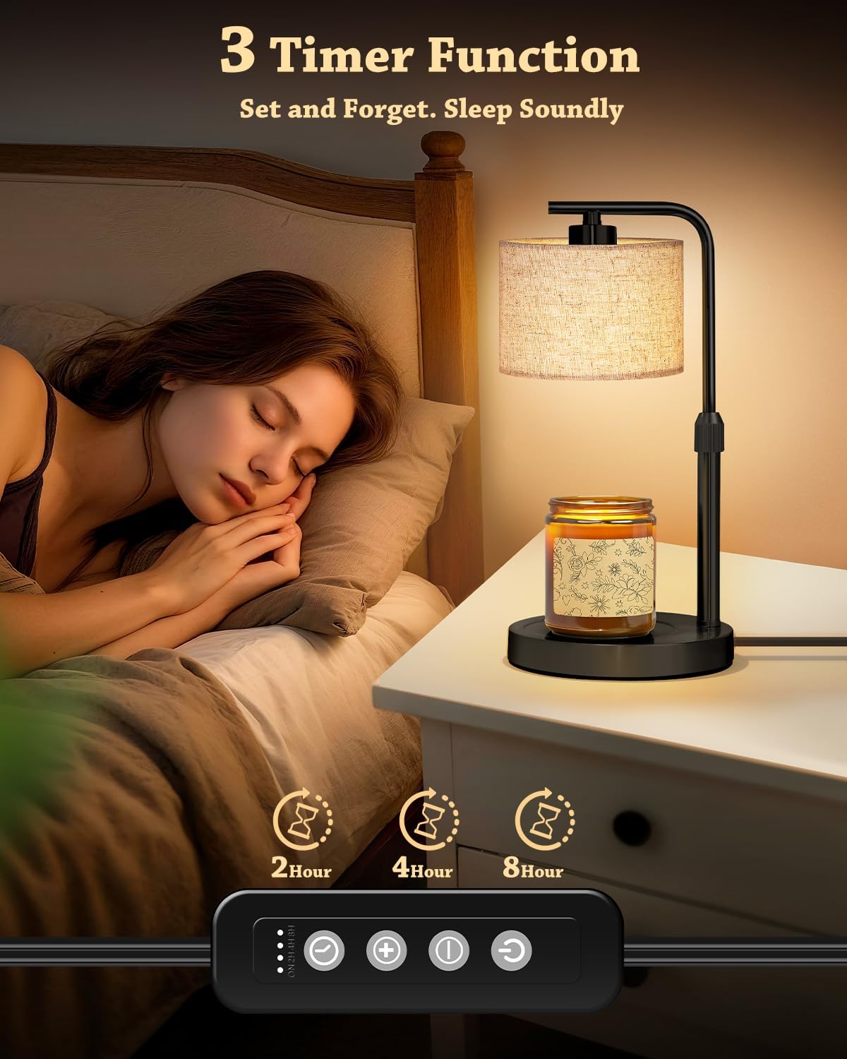 Candle Warmer Lamp with Timer Dimmer, Height Adjustable Electric Candle Lamp Warmer with 2 Bulbs, Birthday Gifts for Women Mom, Gift for Home Decor