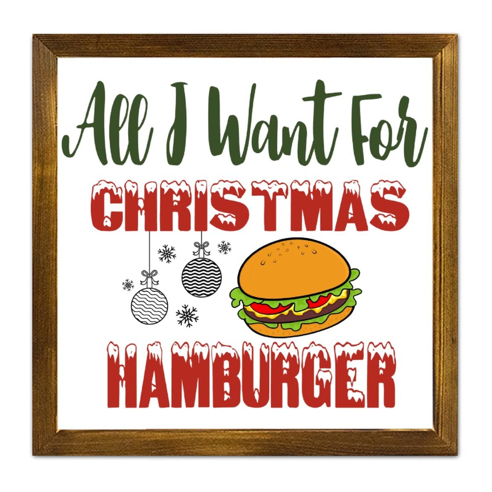 Panneau en bois cadeau de mariage et Noël original Hamburger 30 cm