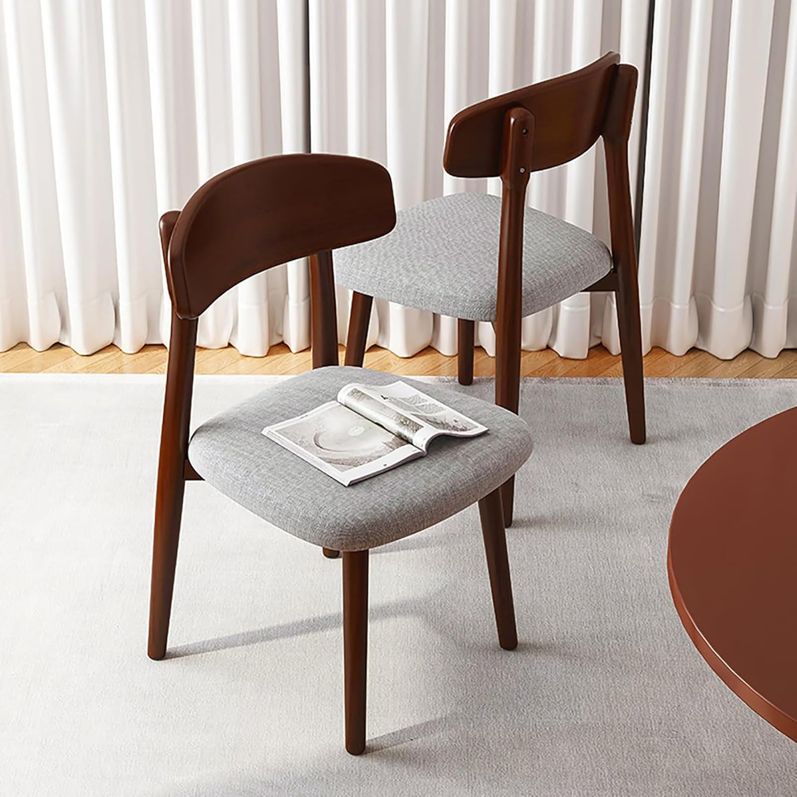 Amazon｜モダンな無垢材のダイニングチェア2脚セット、背もたれ