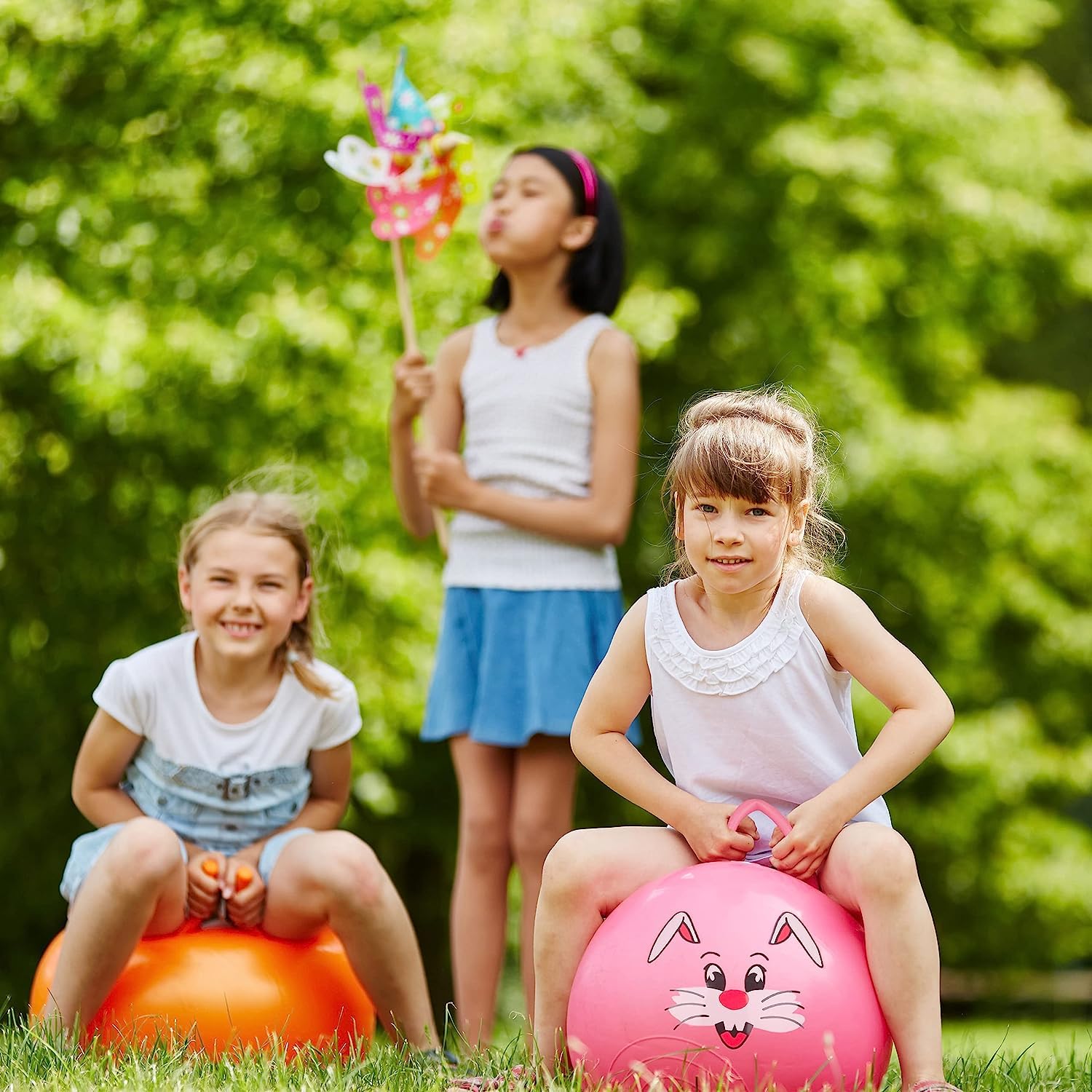 Glaceon Rubber Jumping Ball For Kids Bounce Ball For Kids Inflatable Hop Ball Hopper Ball Children Bounce Ball Bouncing Ball Handle Ball Funnel Toy Ball Yellow Child Toy Jumping Ball (Blue) 3