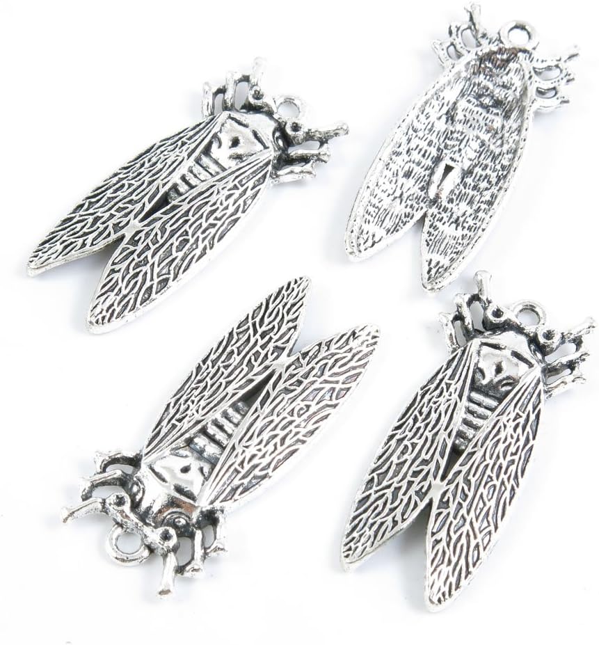90 Pieces Antique Silver Tone Jewelry Making Charms Supply ZY2361 Cicada Cicadidae