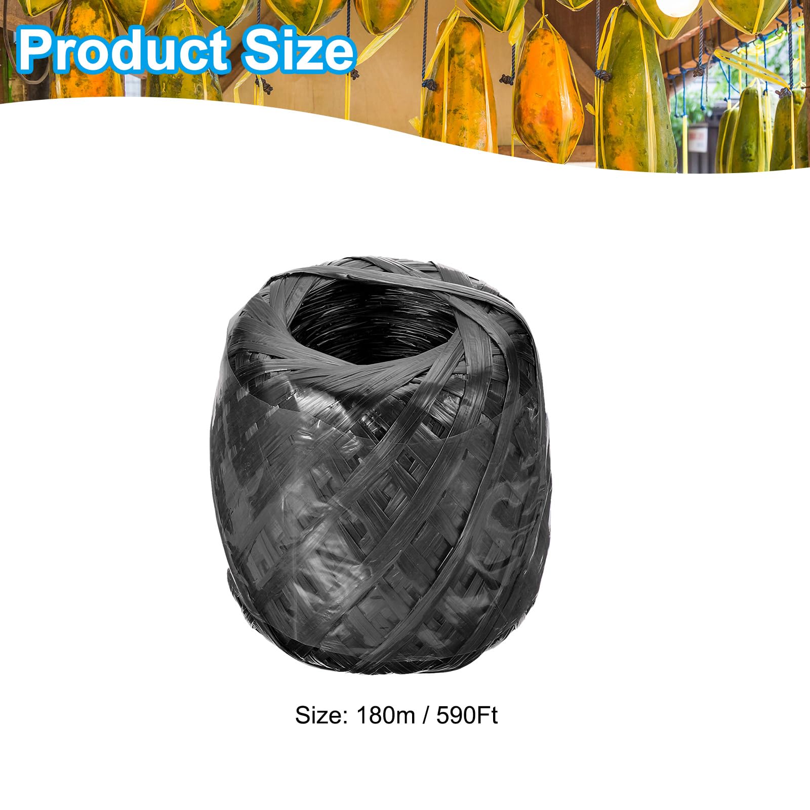 PATIKIL 180m/590Ft Polyester Nylon Plastic Rope, Twine Household Bundles Ropes Roll for Gardening Packing Crafting DIY Black - Image 2
