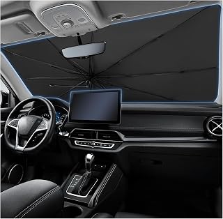 Umbrella Sun Shade for Car Windshield,2025 Upgrade Car Windshield Sun Shade with Bendable Handle for Automotive Interior Suns Protection,Foldable Automotive Windshields Sunshades