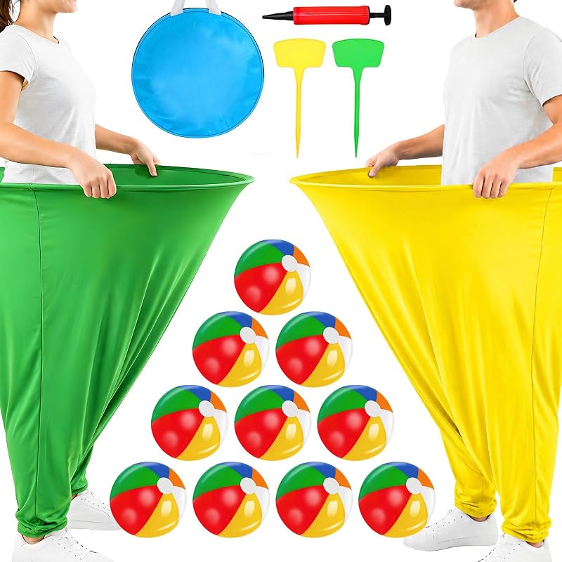 Granny Pants Yard Game, Granny Pants Party Game with Oversized Pants Bouncy Balls Ground Stakes Storage Bag and Air Pumps, Outdoor Tossing Games for Adults Family Carnival Party Reunion Gathering