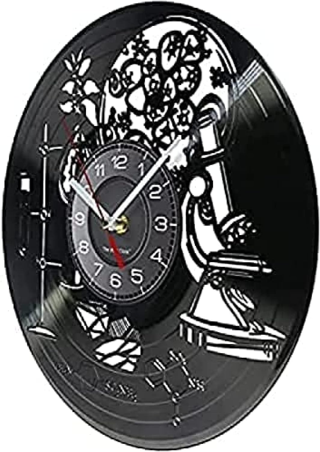 Wall Clock Science Tools Chemistry Laboratory Wall Decor Vinyl Record Wall Clock Biology Science Dopamine Molecule Clock Vintage Scientist