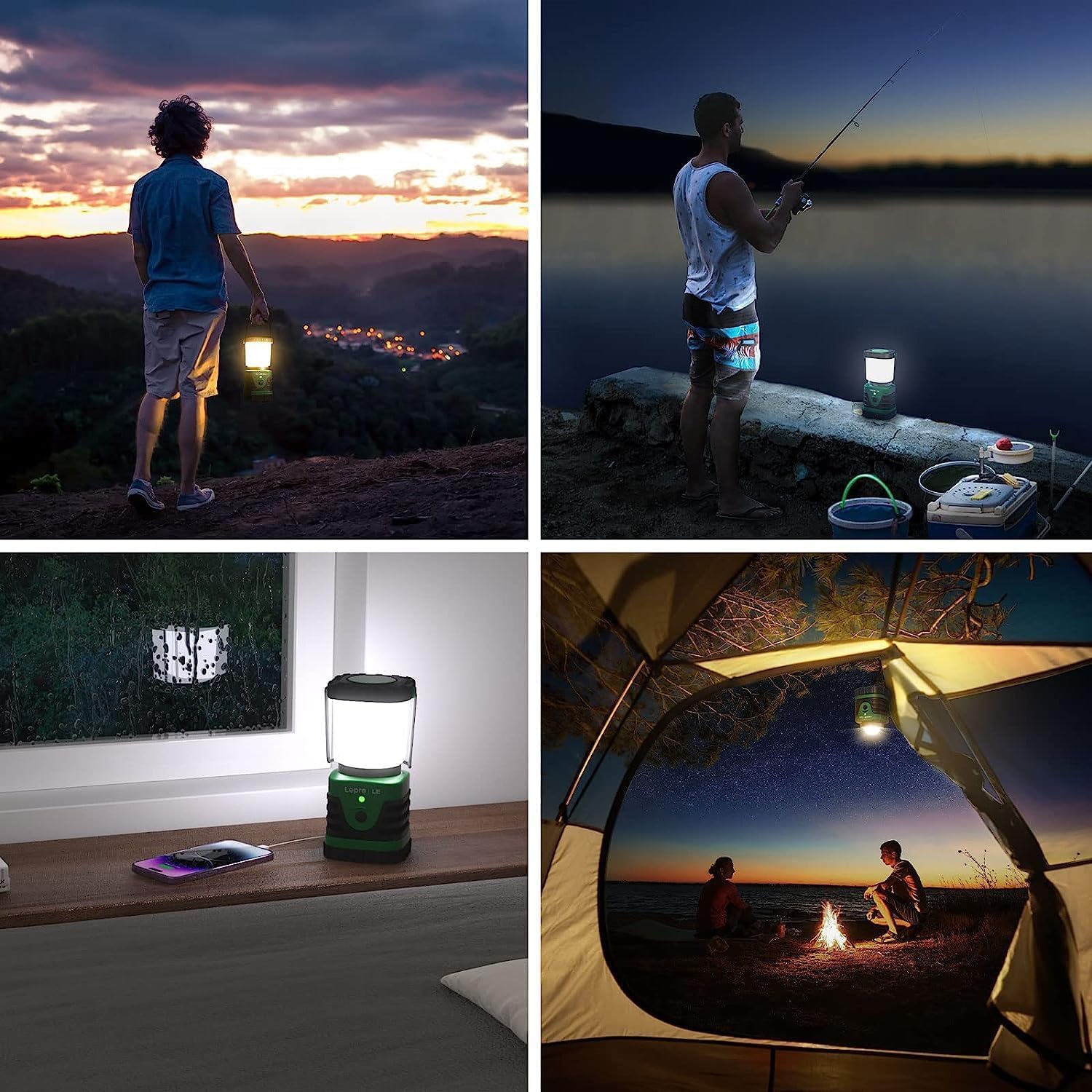 Lepro Linterna de Cámping LED Recargable USB, Farol Portátil 1000 LM de Alta Luminosidad con 4 Modos y Batería de Hasta 12h, Lámpara Impermeable IPX4 para Emergencias, Senderismo y Pesca