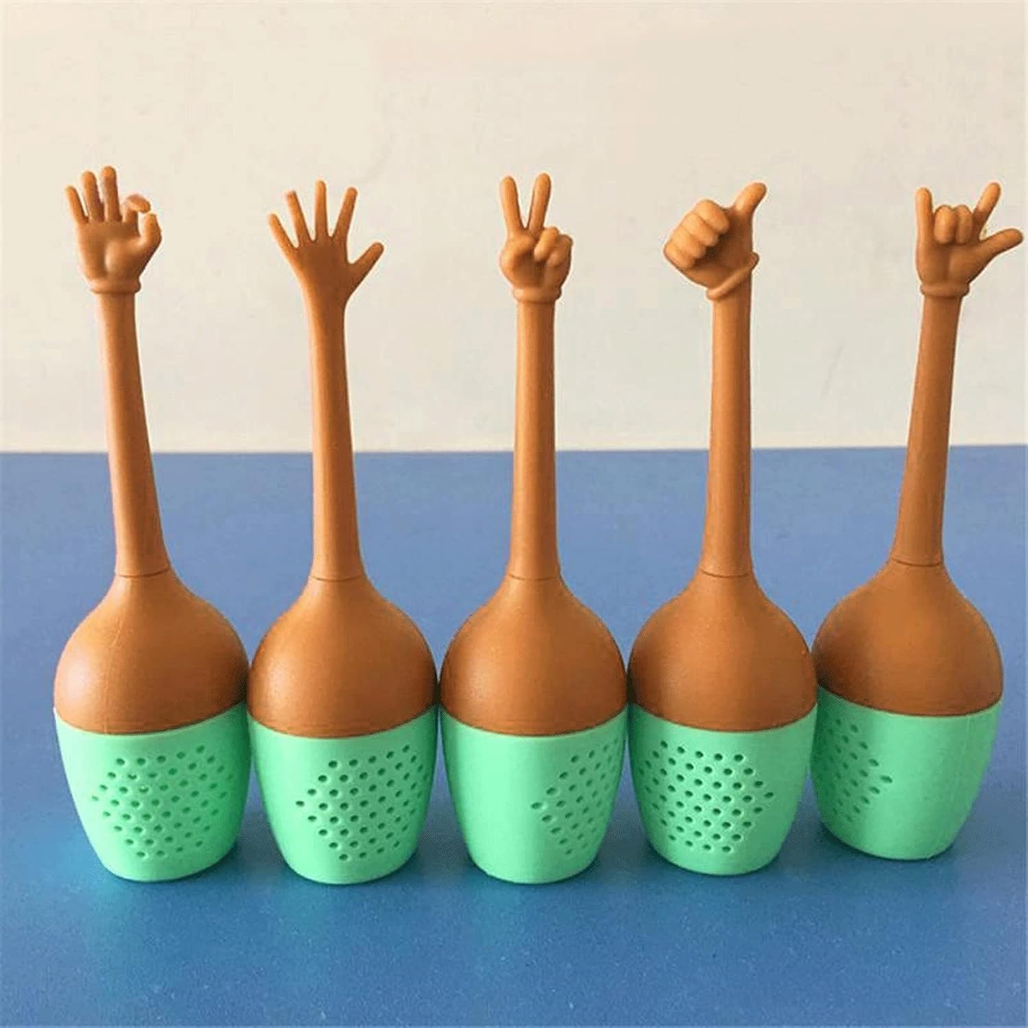 Tea Filters Tea Strainer Funny Hand Gestures Infuser FDA Grade Silicone Loose Leaf Herbal Spice Holder Kitchen Accessories(E)