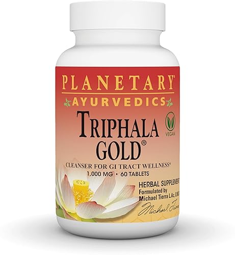 PLANETARY HERBALS Triphala Gold Suplemento de hierbas ayurvédicas, 1000 mg, 60 unidades
