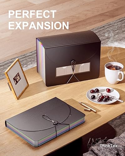 Miniatura 4 de ThinkTex Organizador de archivos de acordeón de 12 bolsillos y 7 bolsillos de plástico expansibles carpetas de archivos colgantes