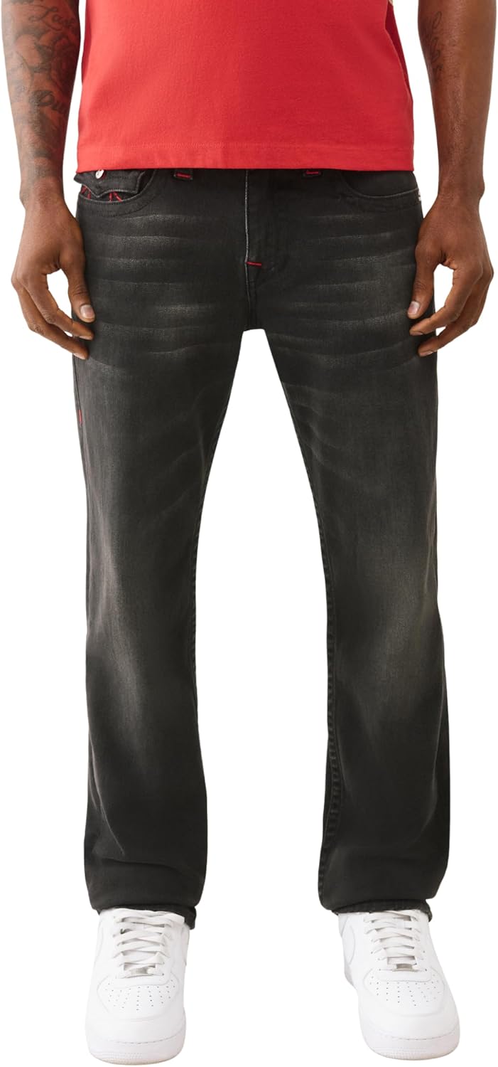 True Religion Ricky SN Flap Super T HS Jeans for Men - 34” - Men’s Denim Pants with Signature Stitching & Flap Pockets