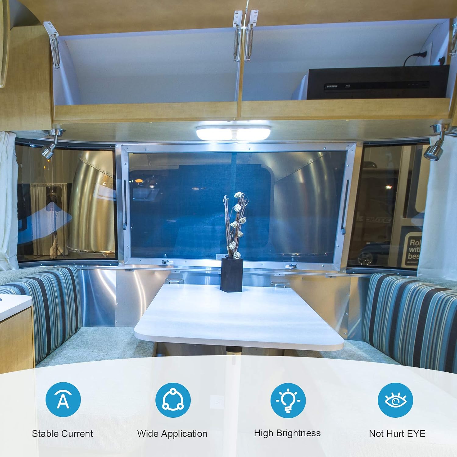 Best Quality 🔥 Kohree Upgrade 700 Lumen Led RV Ceiling Double Dome Light Fixture, 5 Pack 12V Camper Interior Lighting with ON/Off Switch for Trailer RV Car Boat, Clear Cover (Natural White 4000-4500K, 60 X 5050SMD)