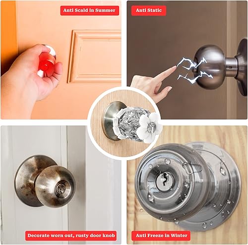 Miniatura 7 de Sliverdew 2 fundas para pomos de puerta protector de pomo de puerta floral negro fundas redondas suaves para pomos de puerta reutilizables con