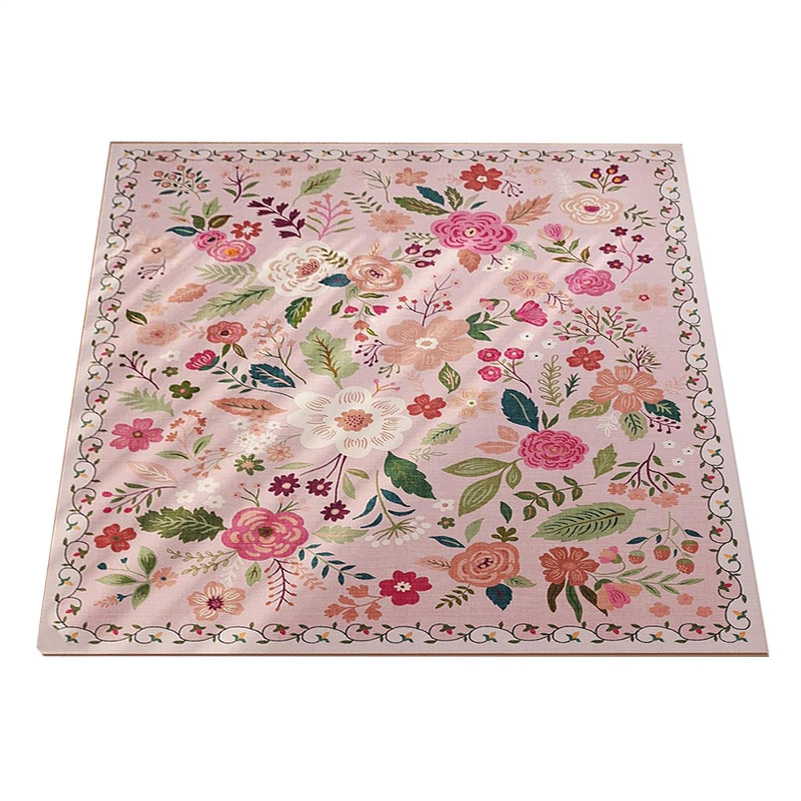 Tapis de sol bohème motif vintage tissé doux pour salon et décoration entrée
